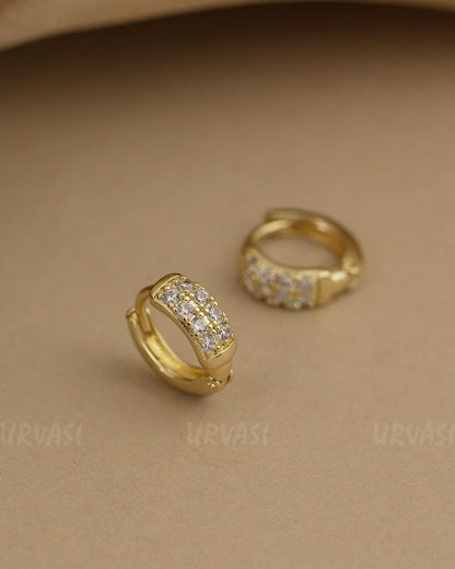 Gold-Polish Cubic Zirconia Stone-Studded Earrings ER 788