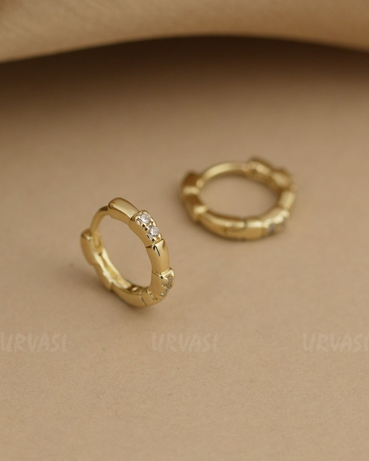 Gold-Polish Bamboo-Style Hoop Earrings ER 787