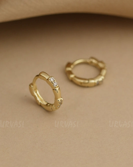 Gold-Polish Bamboo-Style Hoop Earrings ER 787