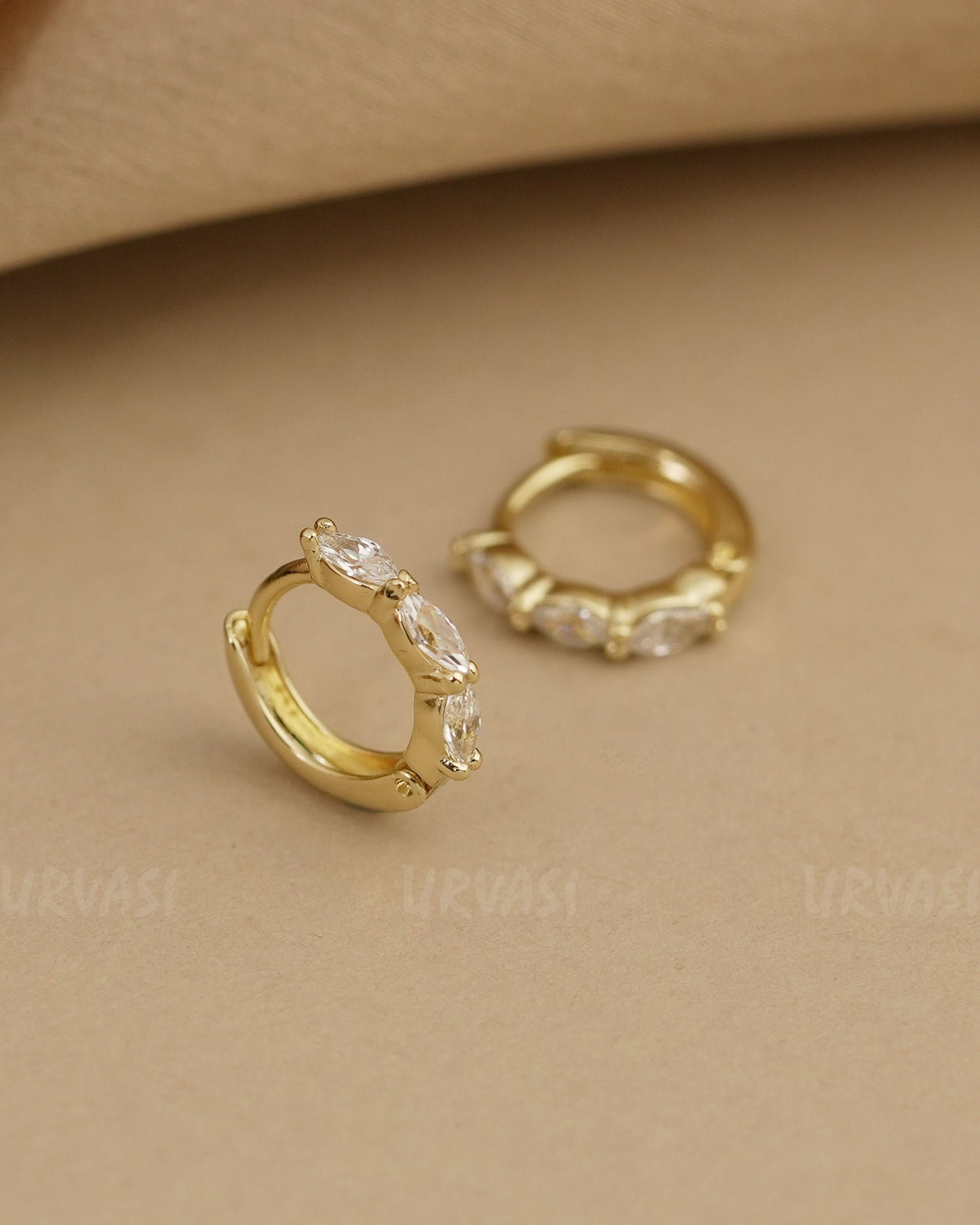 Gold-Plated Huge Hoop Cubic Zirconia Stone Earrings ER 782
