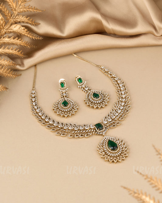 Mehendi Polish Floral AD Necklace 1284