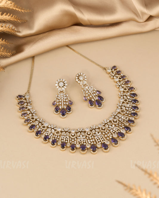 Premium Mehendi Polish Floral AD Necklace 1283