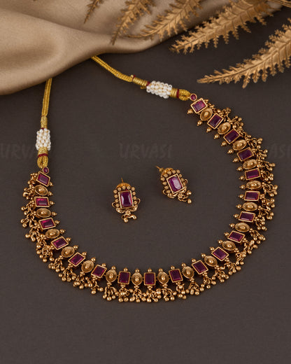 Premium Gold-Polish Floral Necklace 1297