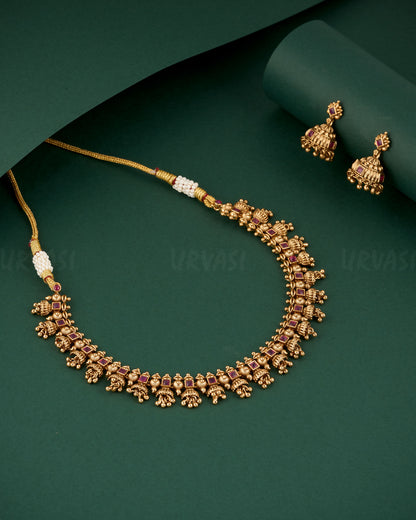 Premium Gold Polish Floral Necklace 1290