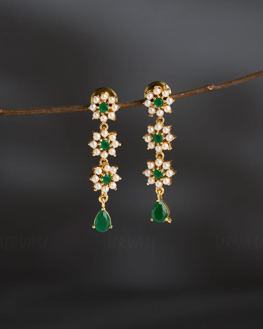 Gold-Polish  Floral Pearl Earrings ER 849