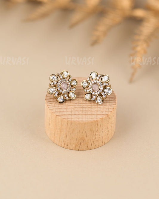 Mehendi Polish Floral Kundhan Earrings ER 864