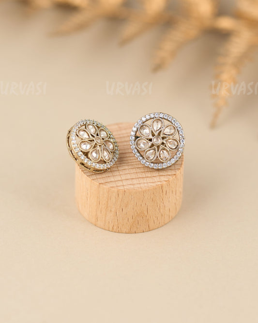 Mehendi Polish Stone-Studded Kundhan Earrings ER 854