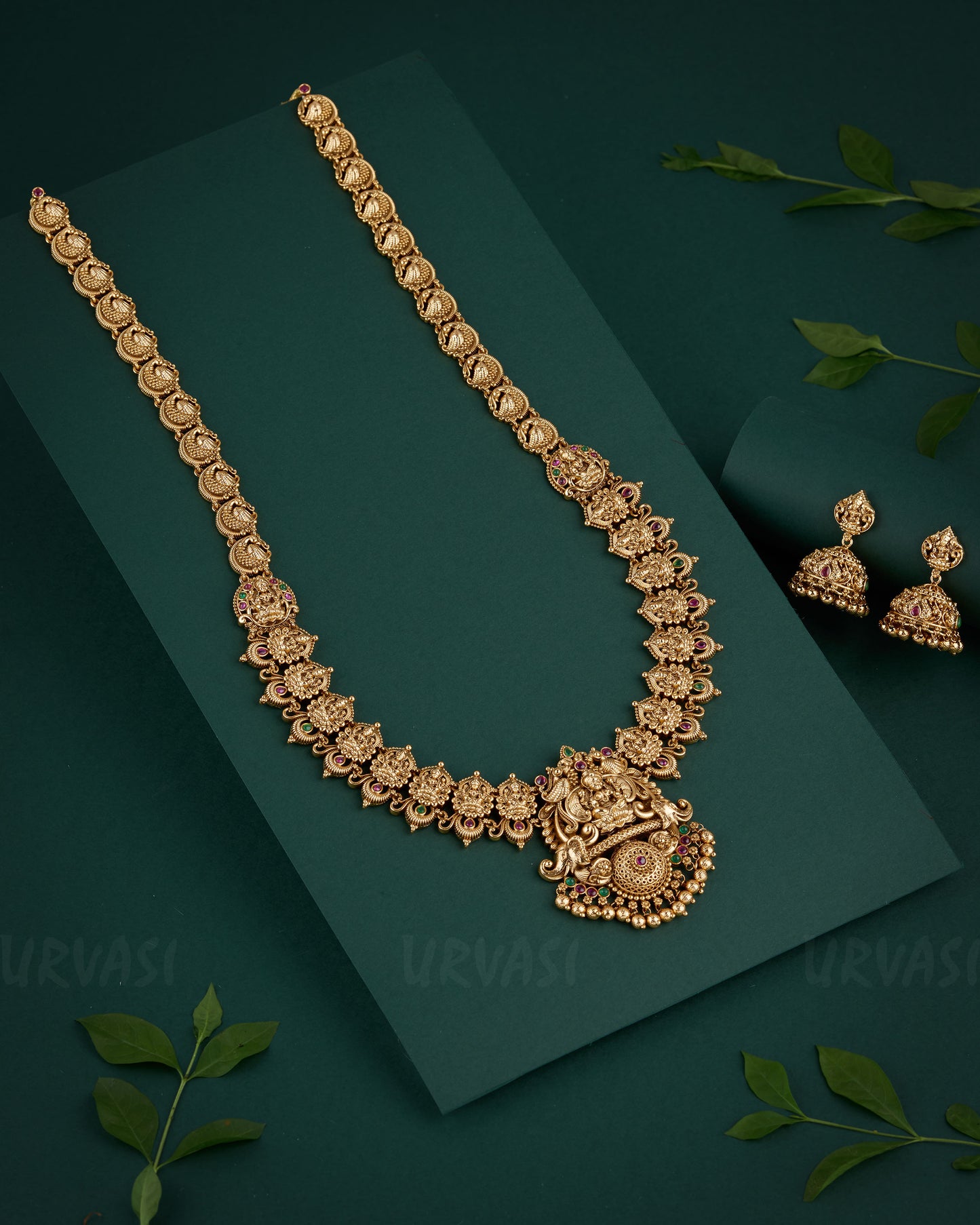 Premium Gold-Toned Antique Lakshmi X Peacock Long Necklace 1331