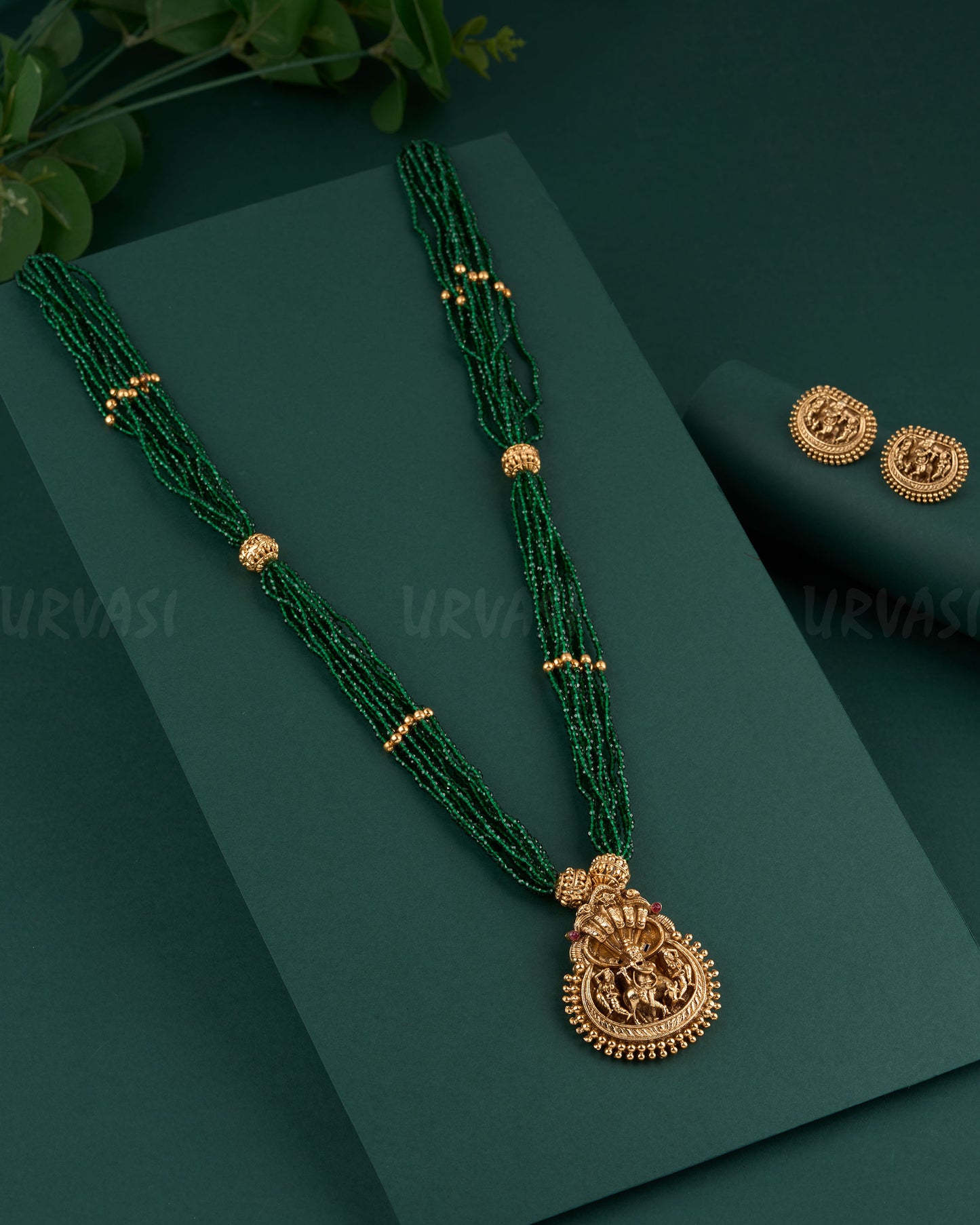 Gold-Toned Krishna Nagas Long Necklace 1343