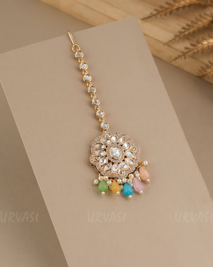 Gold-Toned Kundan and Pearl Chutty CH 86