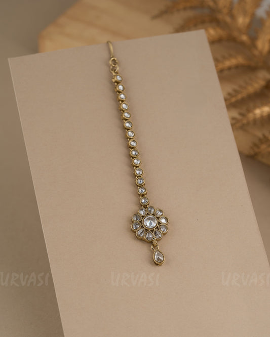 Gold-Polish Tear-Drop Kundan Chutty CH 98