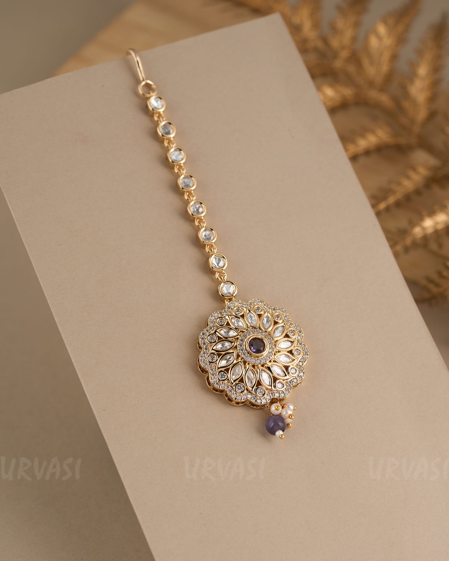 Gold-Toned Polki-Floral Chutty CH 92