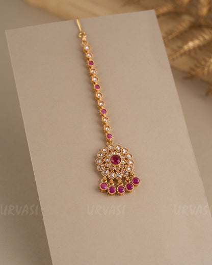 Gold-Toned Kundan Floral Chutty CH 93