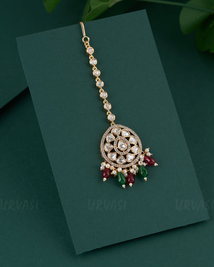 Gold-Toned Kundan Polki Diamond Pendant Chutty CH 99