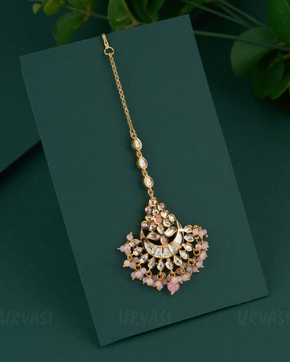 Gold-Polish Kundan Pearl-Drop Chutty CH 84