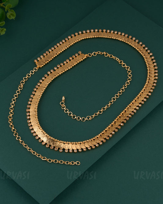 Gold-Toned Kaasu Lakshmi Hip Chain HC 74