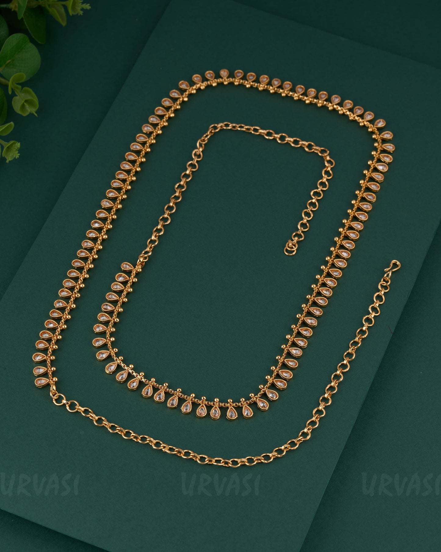 Gold-Toned Tear-Drop Designed Hip Chain HC 76