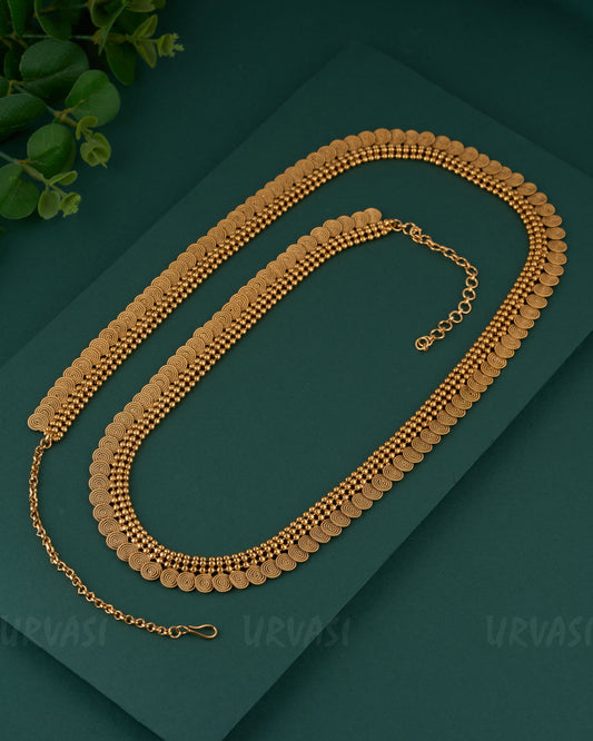 Gold-Toned Spiral Designed Hip Chain HC 82