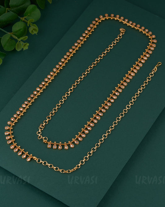 Gold-Toned Tear-Drop designed Hip Chain HC 84