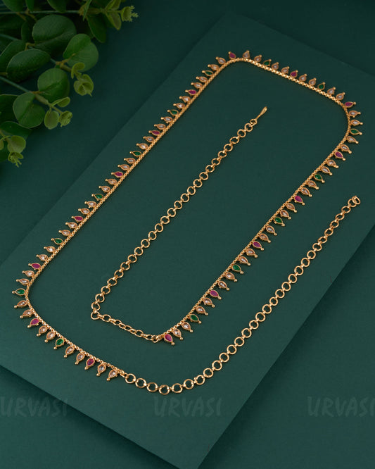 Gold-Toned Tear-Drop Designed Hip Chain HC 87