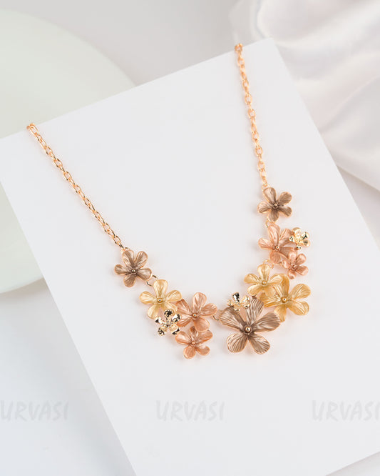 Rose-Gold Polish Metallic beige and Taupe Shade Statement Necklace SN 21