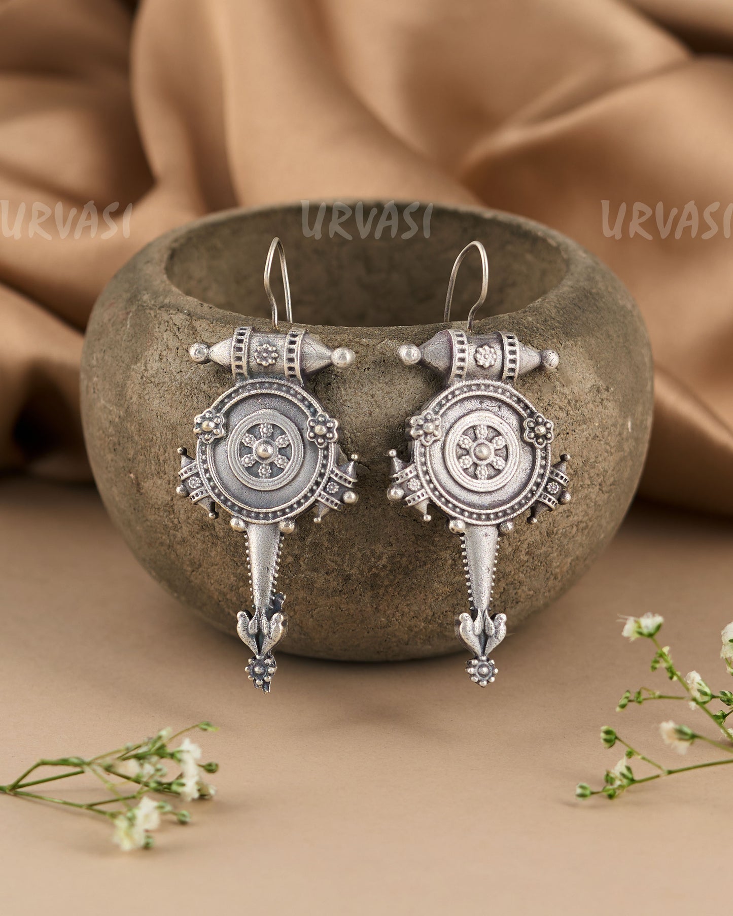 Oxidised Silver Dulcet Ethnic Hanging Earrings ER 222