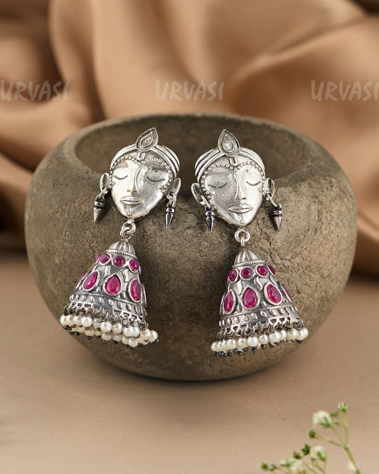 Oxidised Silver Voylla Thikri Jhumka Earrings ER 370