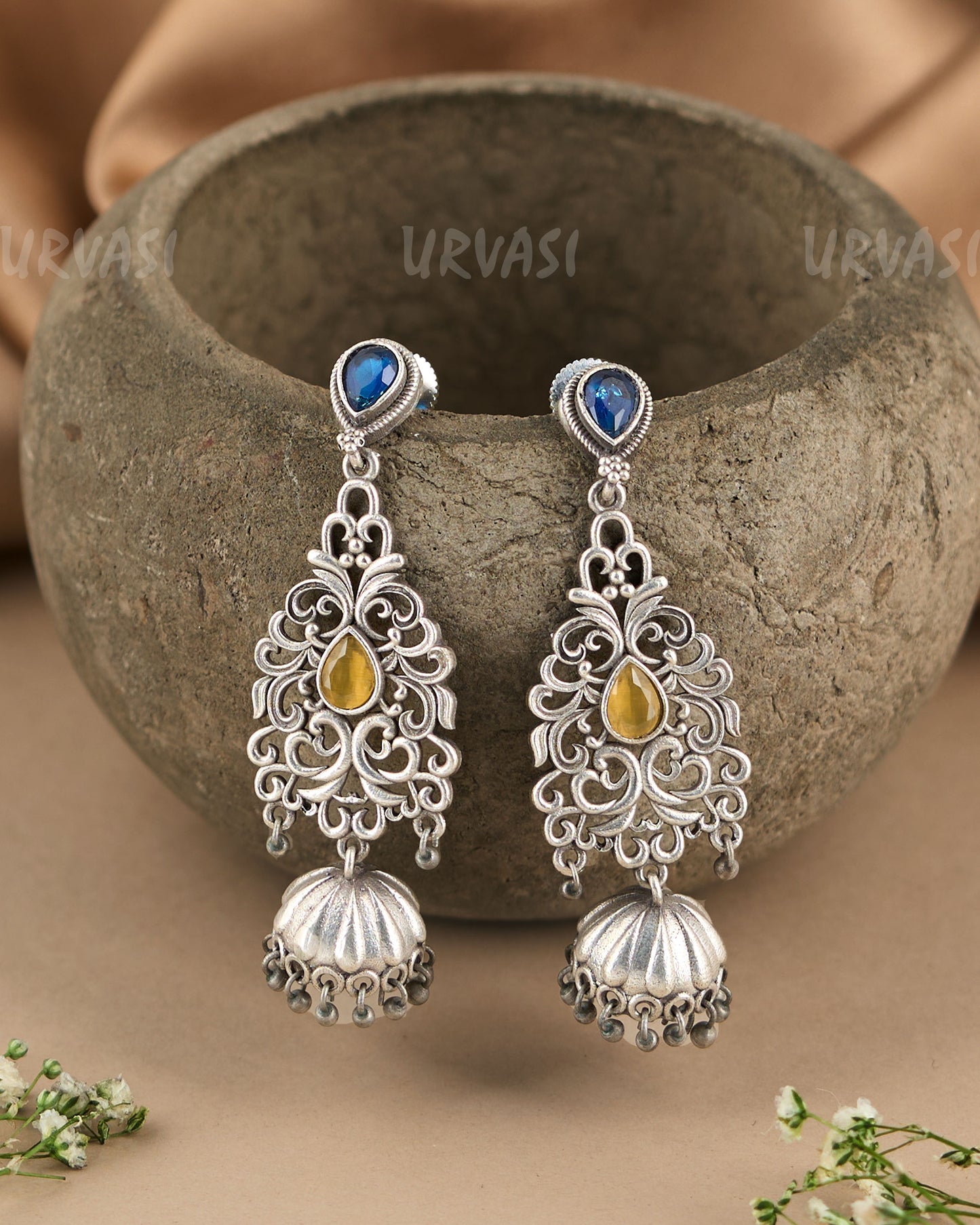 Oxidised Silver Dhrti Bling Jhumka Earrings ER 112