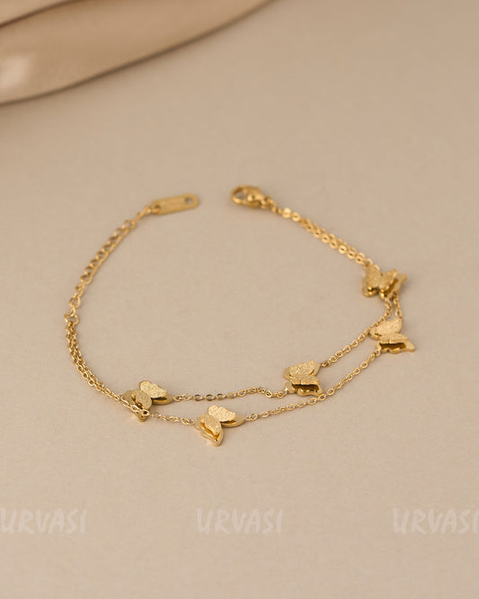 Gold-Toned Two-Layer Butterfly Bracelet BR 20