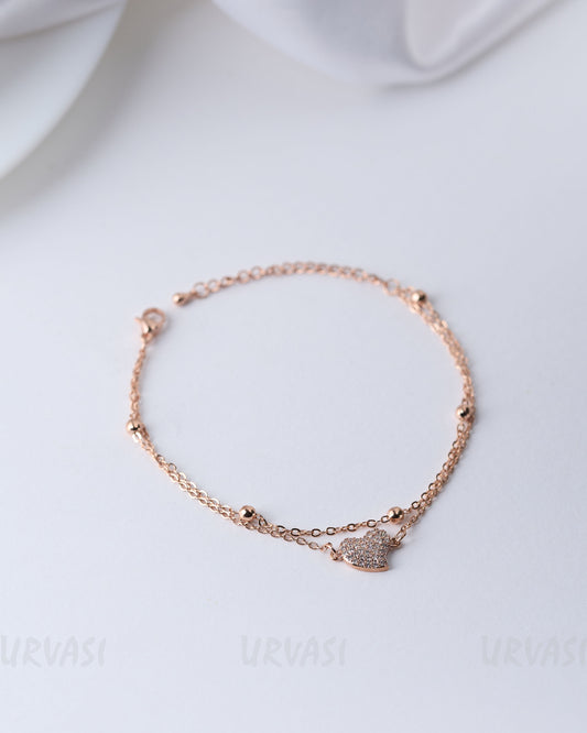 Rose-Gold Polish Heart-Shaped Bracelet  BR 32