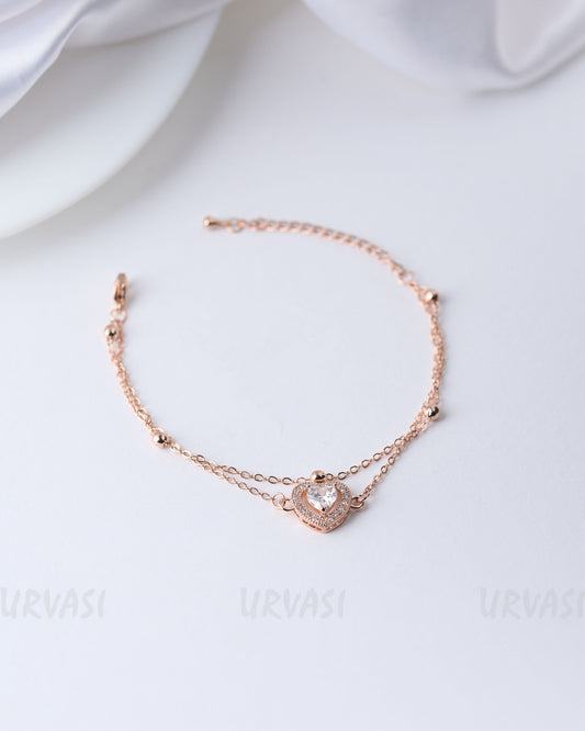 Rose-Gold Polish Heart-Shaped Double Layer Bracelet BR 33