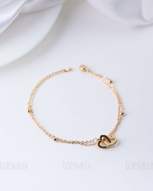 Gold-Toned Two-Layer Heart shaped Anti-tarnish Bracelet BR 35