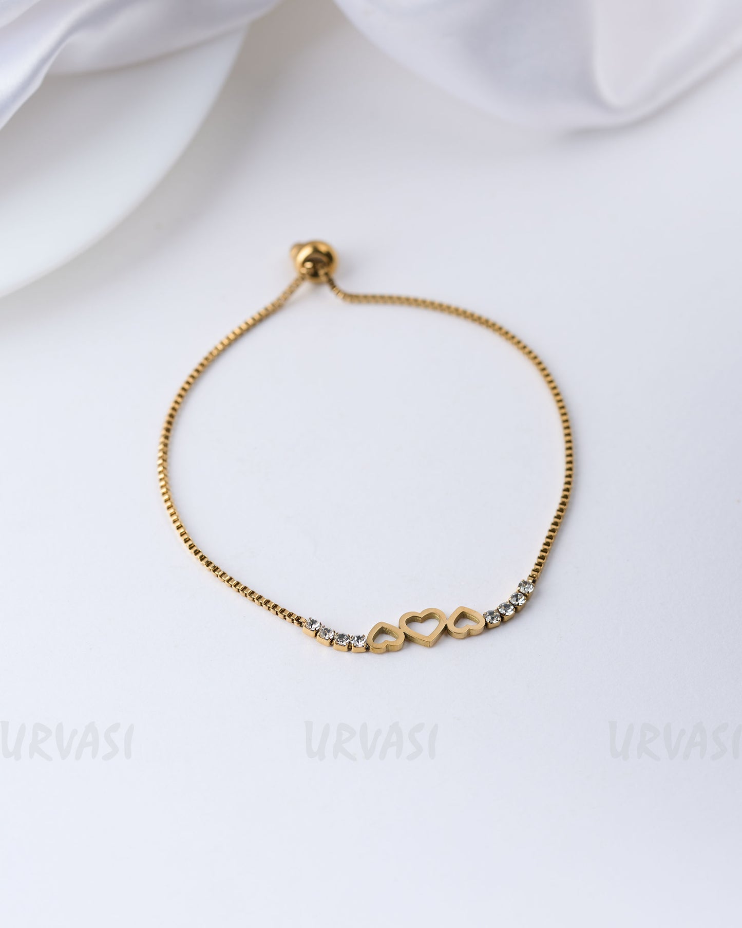 Gold-Polish Heart-Shaped Adjustable Bracelet BR 37