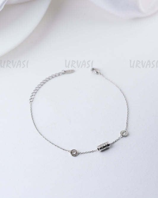 Rhodium Polish Round-Designed Simple Bracelet BR 60
