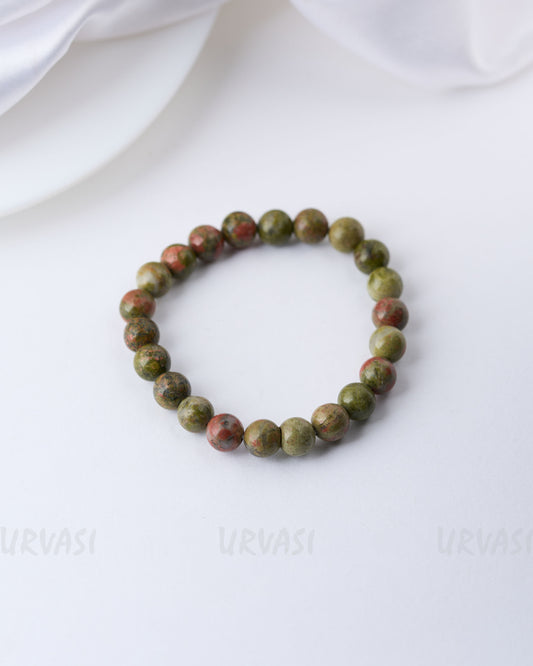 Hand-Made Natural Unakite Gemstone Bracelet BR 16
