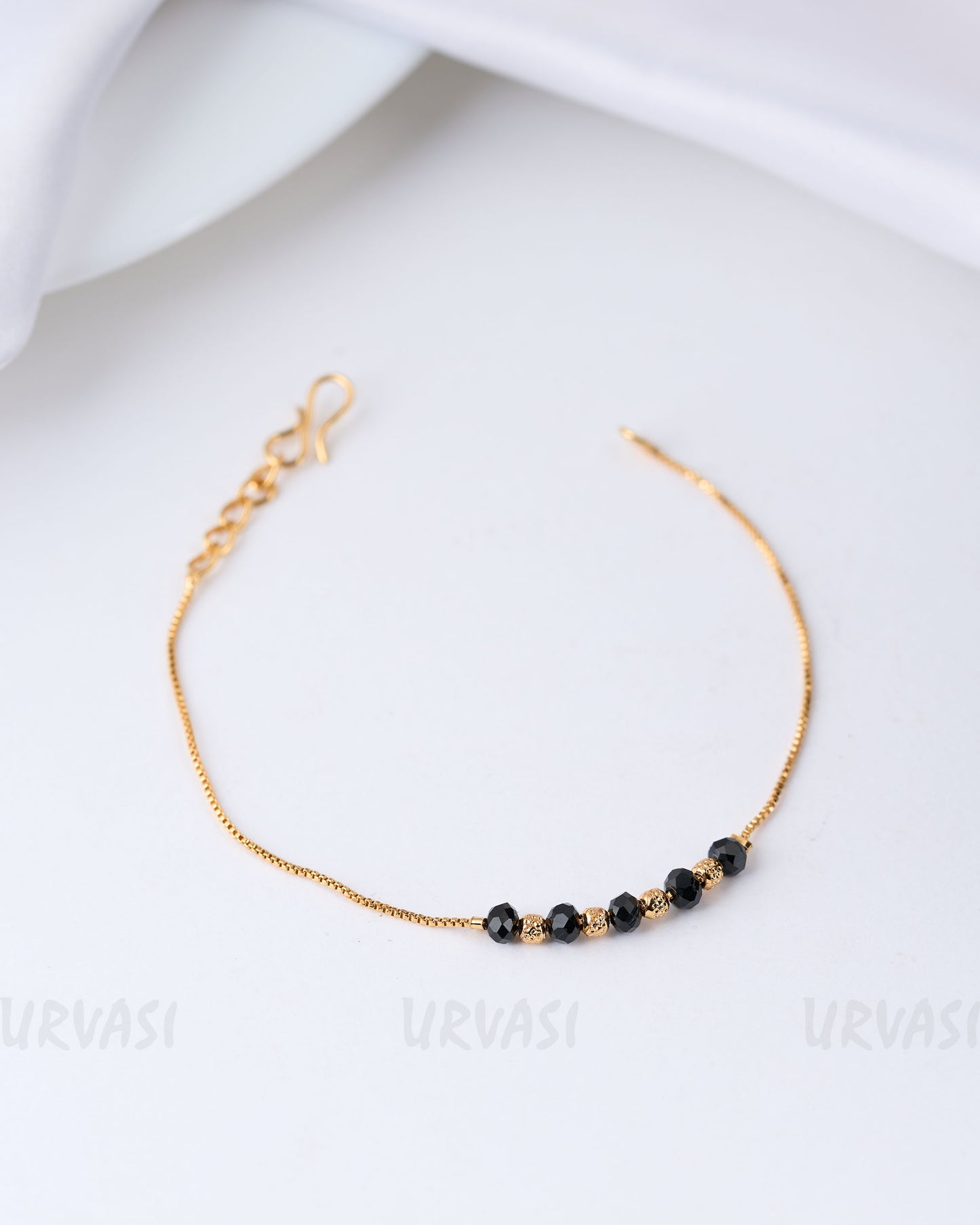 Gold-Toned Black Beaded Bracelet BR 53