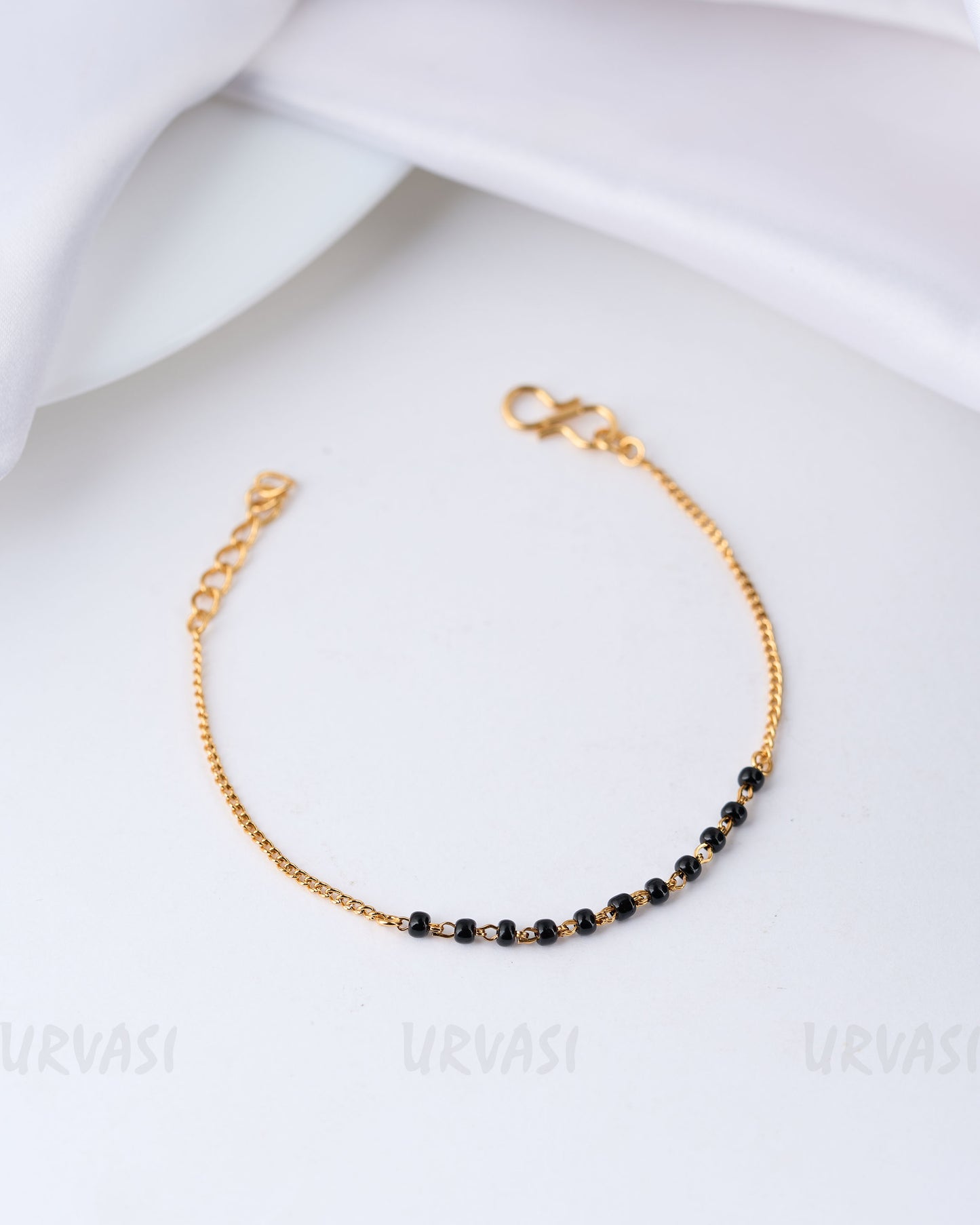 Gold-Toned  Black Beaded Bracelet BR 50