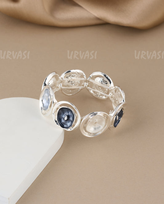 Rhodium Polish Circular Designed Adjustable Bracelet BR 58