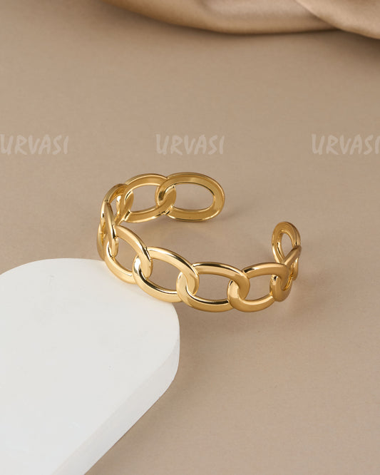 Gold-Toned Chunky Chain Link Bracelet Bangles BA 404