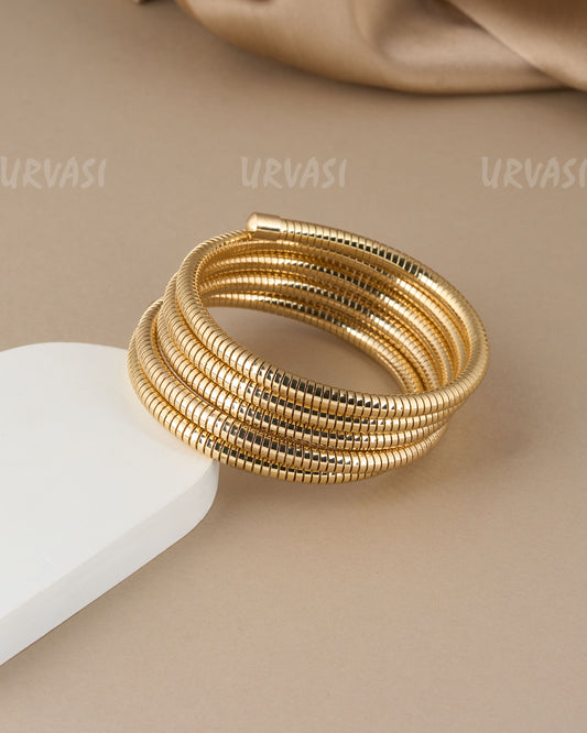 Gold-Toned Serpentine Wrap Bracelet Bangles BA 401