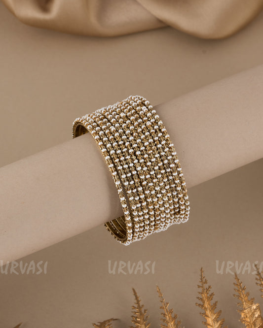 Oxidised Gold Beaded Bangles BA 407( 12 Pieces)