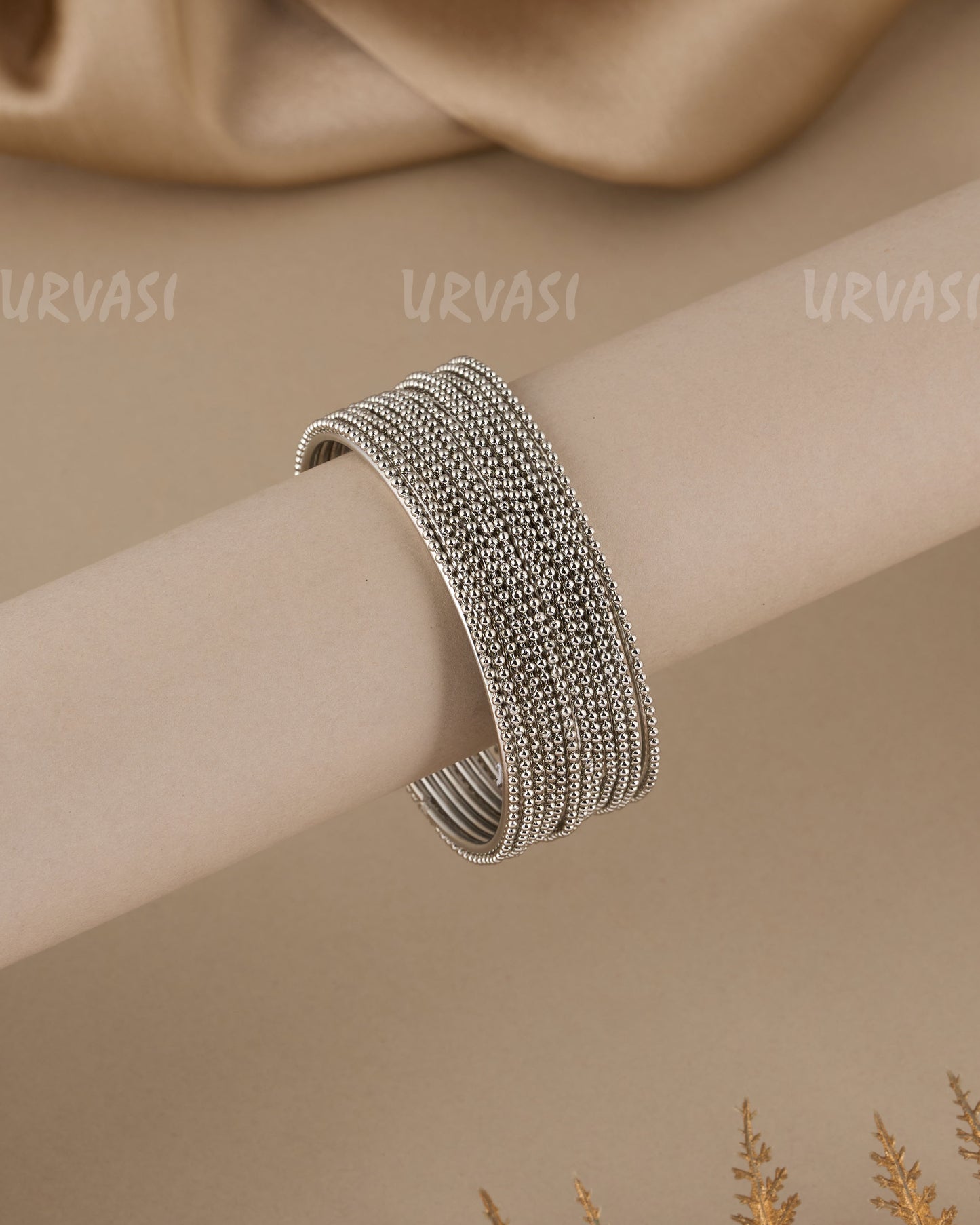 Oxidised Silver Beaded Bangles BA 398(set of 12 pieces )