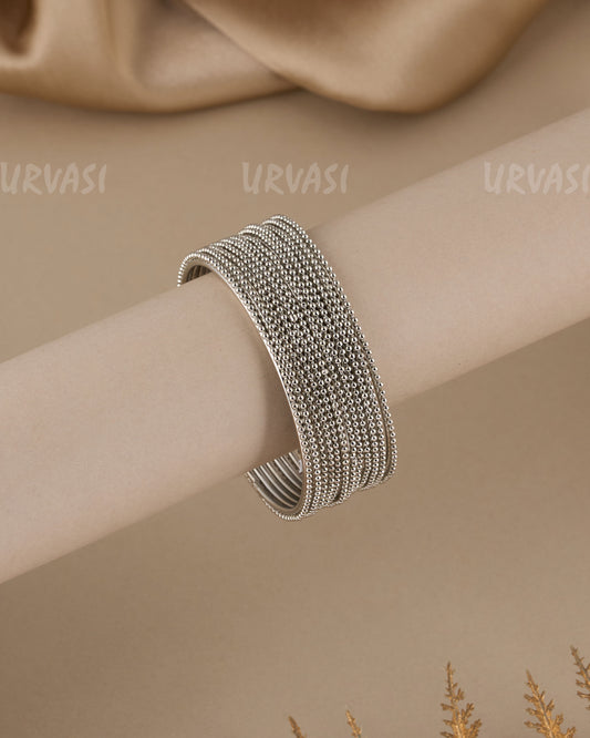 Oxidised Silver Beaded Bangles BA 398(set of 12 pieces )