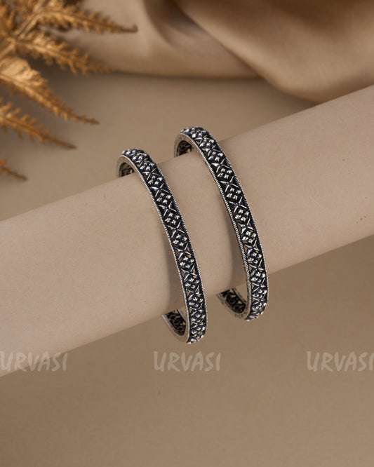 Oxidised Silver Kada Bangles BA 406(Set of 2)