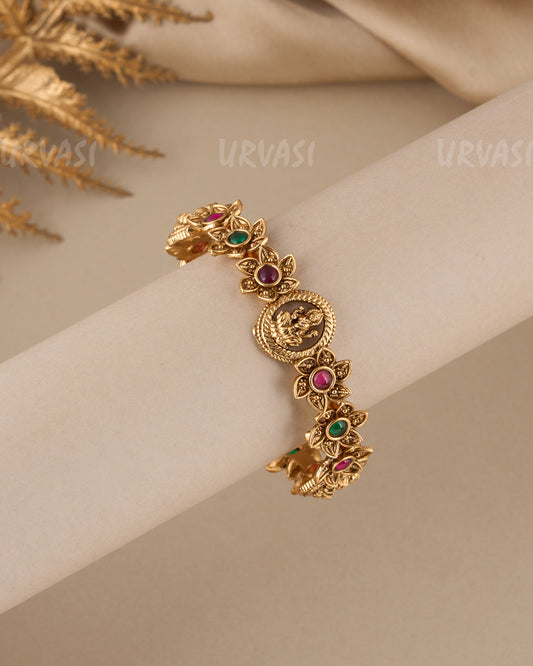 Gold-Toned Floral Lakshmi-Inspired Temple bangles BA 384