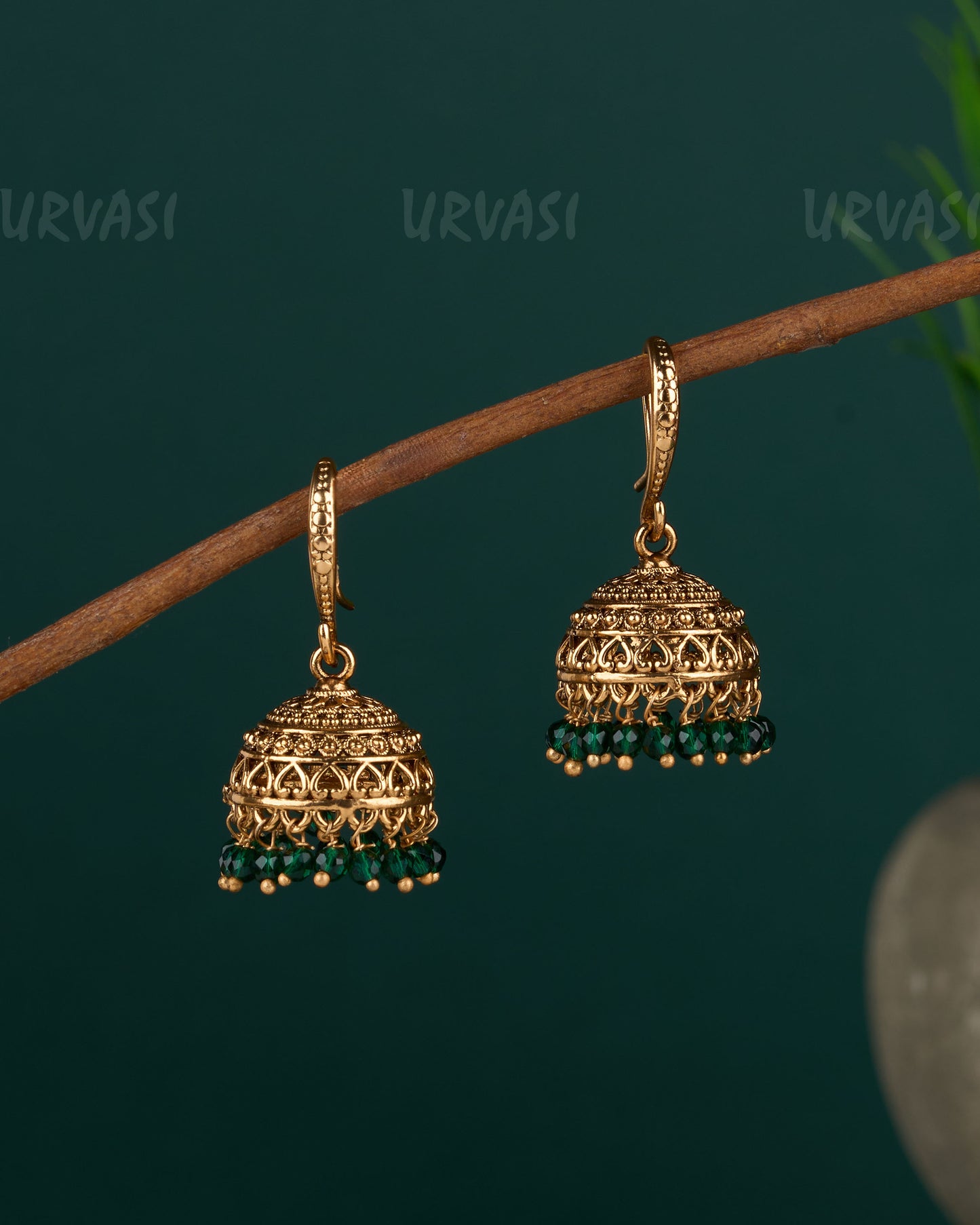 Gold-Toned Floral Hanging Jhumka Earrings ER 06