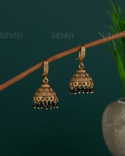 Gold-Toned Floral Hanging Jhumka Earrings ER 13