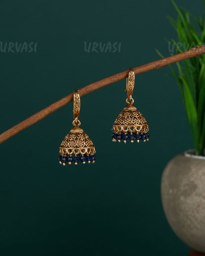 Gold-Toned Floral Hanging Jhumka Earrings ER 13