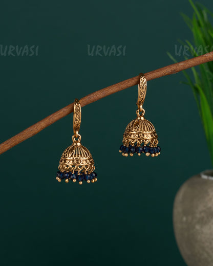 Gold-Toned Floral hanging Jhumka Earrings ER 14