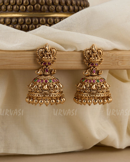 Premium Antique Lakshmi Peacock Motif Earrings ER 343